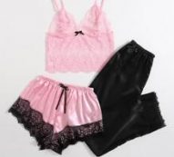 3pack Contrast Lace Lingerie Set