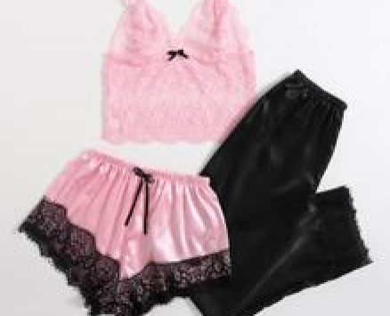 3pack Contrast Lace Lingerie Set