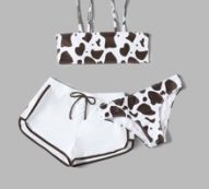 3pack Cow Pattern Bikini Swimsuit