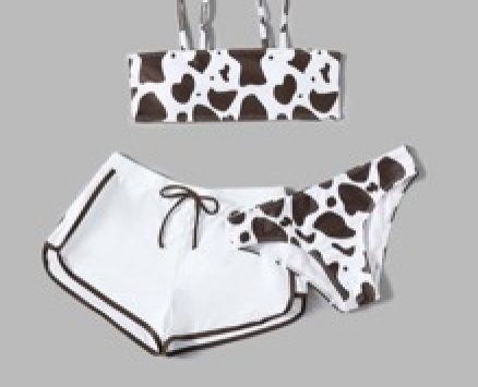 3pack Cow Pattern Bikini Swimsuit