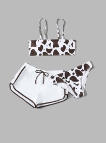 3pack Cow Pattern Bikini Swimsuit