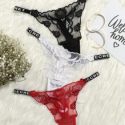 3pack Embroidered Mesh Letter Tape Panty Set