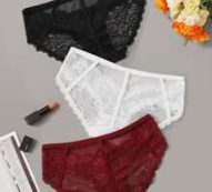 3pack Floral Lace Mesh Panty Set