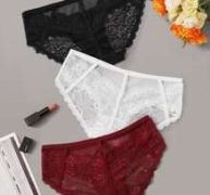 3pack Floral Lace Mesh Panty Set