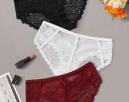 3pack Floral Lace Mesh Panty Set