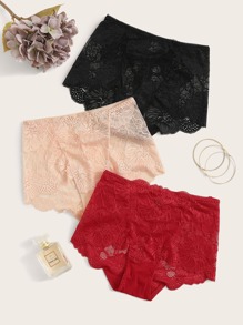 3pack Floral Lace Panty Set