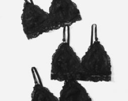 3pack Floral Lace Triangle Bra Set
