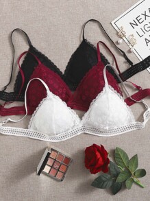 3pack Floral Lace Triangle Bralette