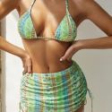 3pack Floral & Paisley Print Bikini Swimsuit & Beach Skirt