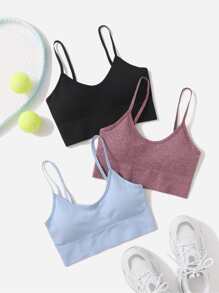 3pack High Support Spaghetti Strap Sports Bra