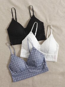 3pack Houndstooth Bralette Set