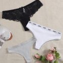 3pack Lace Letter Tape Panty Set