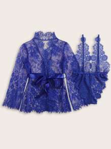 3pack Lace Robe & Teddy Set