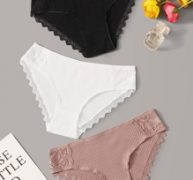 3pack Lace Trim Ribbed Panty Set