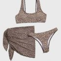 3pack Leopard Bikini Swimsuit With Beach Skirt