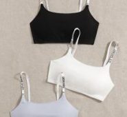 3pack Letter Graphic Bra Set