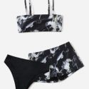 3pack Marble Print Bikini Swimsuit & Swim Shorts