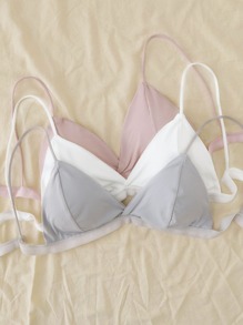 3pack Ribbed Triangle Bra Set