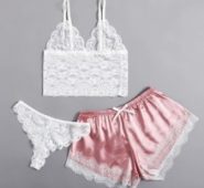 3pack Satin Lace Lingerie Set