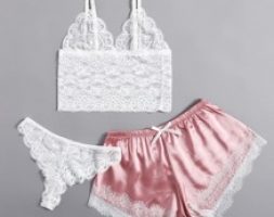 3pack Satin Lace Lingerie Set
