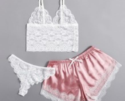 3pack Satin Lace Lingerie Set