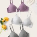 3pack Solid Adjustable Strap Bra Set