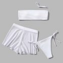 3pack Solid Bikini Swimsuit With Beach Skirt