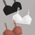 3pack Solid Rib Bra Set