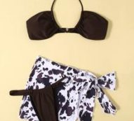 3pack Thong Bikini Swimsuit With Beach Skirt