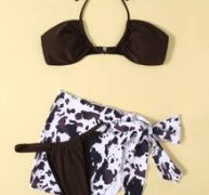 3pack Thong Bikini Swimsuit With Beach Skirt