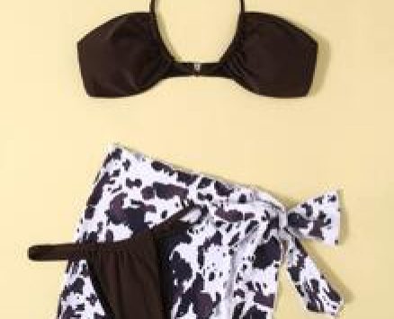 3pack Thong Bikini Swimsuit With Beach Skirt