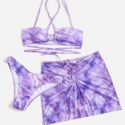 3pack Tie Dye Bikini Swimsuit With Beach Skirt