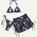 3pack Tie Dye Bikini Swimsuit With Beach Skirt