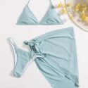 3pack Triangle Thong Bikini Swimsuit & Beach Skirt