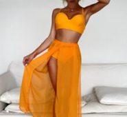 3pack Underwire High Waisted Bikini Swimsuit & Beach Skirt