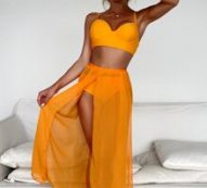 3pack Underwire High Waisted Bikini Swimsuit & Beach Skirt