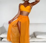 3pack Underwire High Waisted Bikini Swimsuit & Beach Skirt