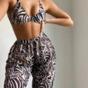 3pack Zebra Striped Pattern Bikini Swimsuit & Beach Pants