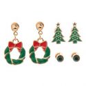 3pairs Christmas Tree Decor Earrings