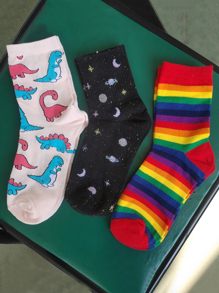 3pairs Dinosaur Graphic Crew Socks