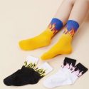 3pairs Flame Print Crew Socks