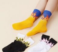 3pairs Flame Print Crew Socks