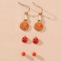 3pairs Halloween Pumpkin Decor Earrings