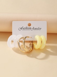 3pairs Minimalist Hoop Earrings