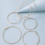 3pairs Oversized Hoop Earrings