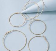 3pairs Oversized Hoop Earrings