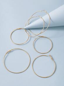 3pairs Oversized Hoop Earrings