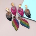 3pairs Rhinestone Decor Drop Earrings