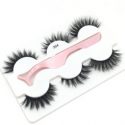 3pairs Volume Eyelashes With 1pc Tweezers