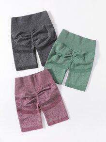 3pc Marled Knit Sports Shorts Set